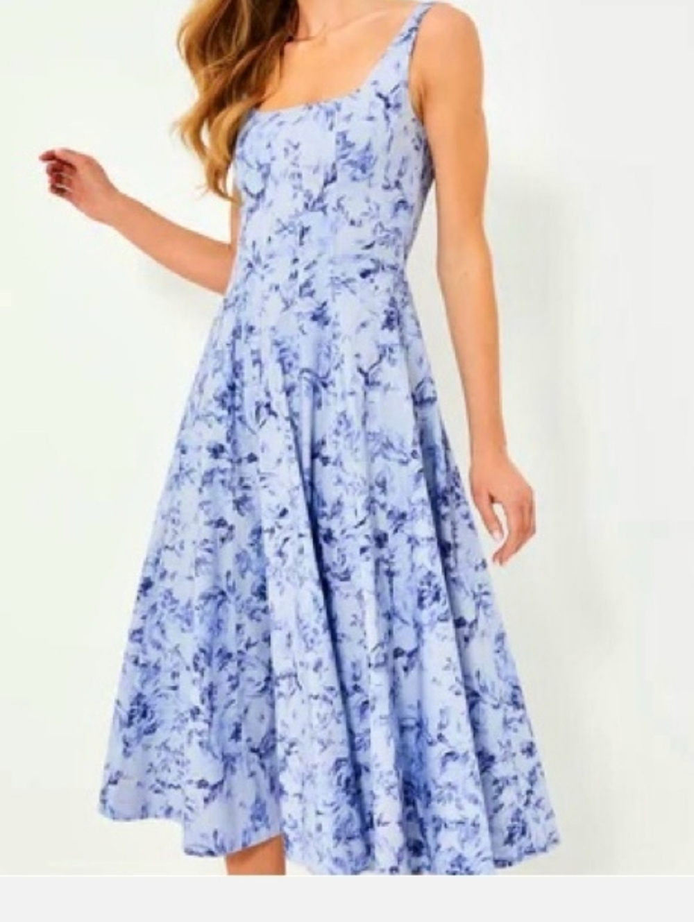 STAUD Wells Toile Midi Dress Blue Size 4